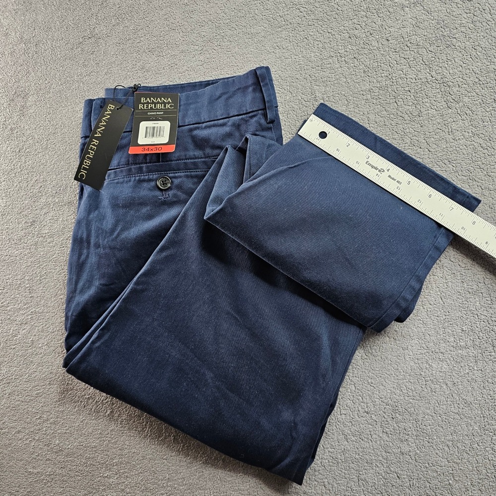 Banana Republic Chino Pants Men's 34x30 Blue‎ Performance Mid-Rise Straight Leg - Picture 9 of 10